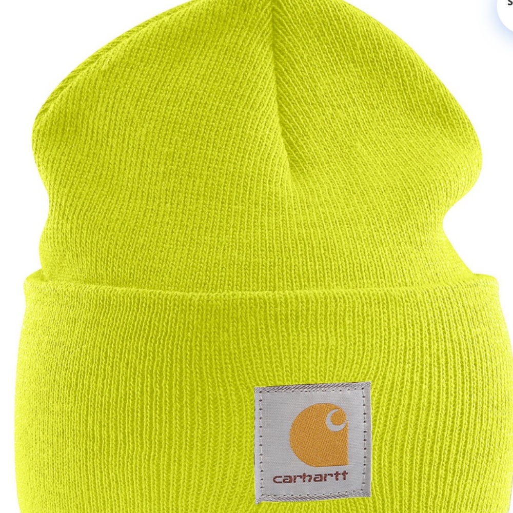 Adult Carhartt Knit Cuffed Beanie Bright Lime Work Beanie